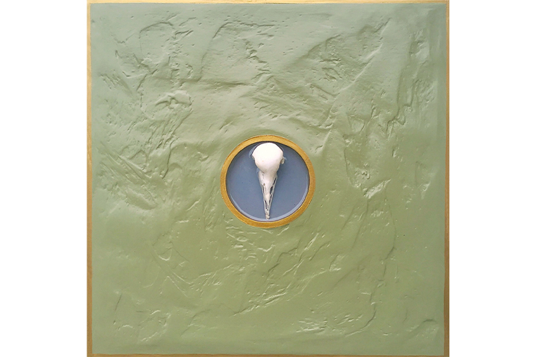 Along The Moors - wire and plaster bird skull set in resin and plaster